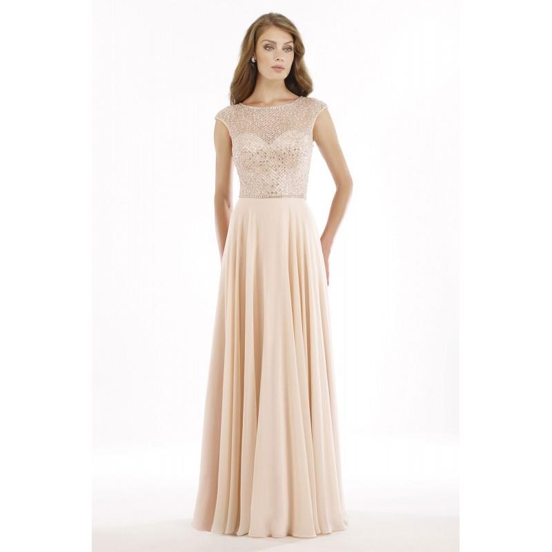 My Stuff, Sheath-Column Illusion Floor Length Chiffon Crystal Pink Sleeveless Zipper Mother Of The B