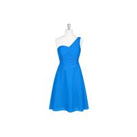 Ocean_blue Azazie Brynn - Back Zip One Shoulder Chiffon Knee Length Dress - Charming Bridesmaids Sto
