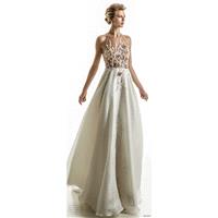 Jillian 2018 Chapel Train Sleeveless Open Back Halter Wedding Gown Chapel Train Sleeveless Open Back