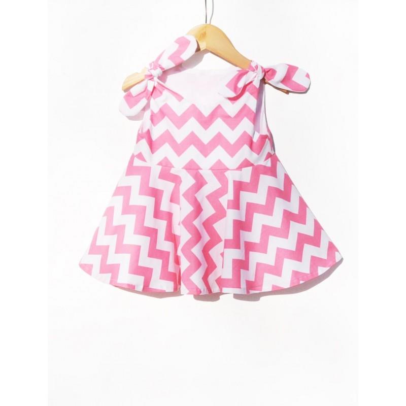 My Stuff, Pink Chevron  - Baby's 1st Party Dress - Family Photos - Toddler Girls Twirl Dress - Daily