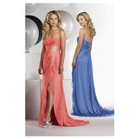 Gorgeous Satin Chiffon Sheath Strapless Neckline Full-length Slit Bridesmaid Dress With Beads - over