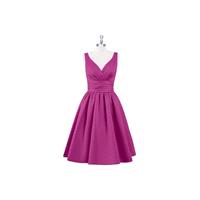 Orchid Azazie Alexandra - V Neck Back Zip Satin Knee Length Dress - Cheap Gorgeous Bridesmaids Store