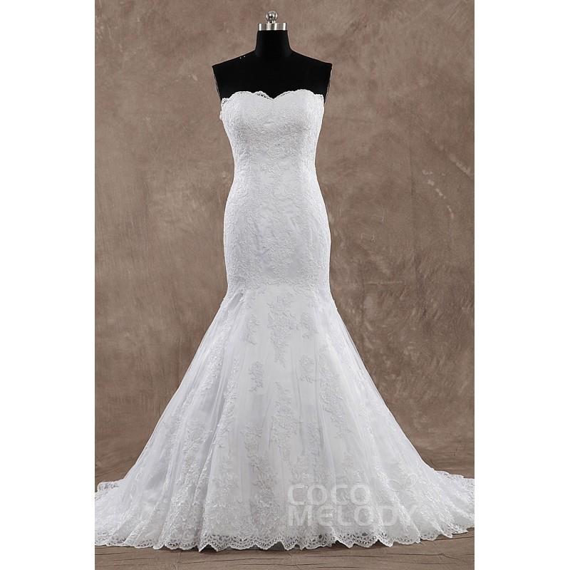 My Stuff, Impressive Trumpet-Mermaid Sweetheart Natural Train Lace Ivory Sleeveless Wedding Dress -