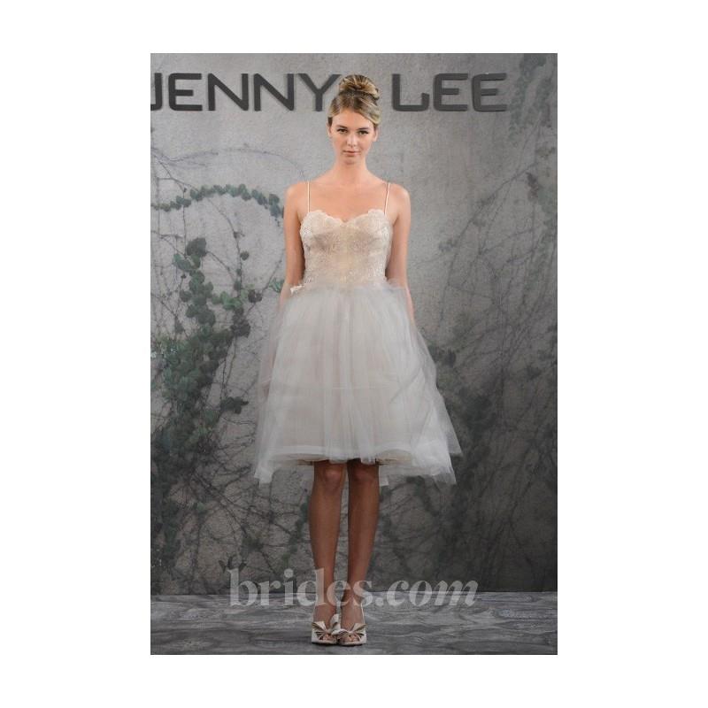 My Stuff, Jenny Lee - Fall 2013 - Style 1315 Knee-Length A-Line Wedding Dress with Lace Bodice and T