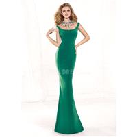 Sexy Floor Length Jewel Chiffon Sleeveless Sheath/ Column Prom Dresses With Beading - Compelling Wed