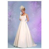 Elegant Satin Scoop Neckline Natural Waistline A-line Wedding Dress With Beaded Lace Appliques - ove