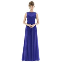 Alfred Sung D677 Bridesmaid Dress - Chiffon Knit Round Long Alfred Sung A Line Bridesmaids Dress - 2