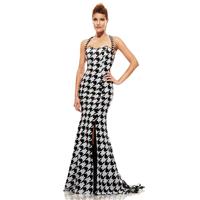 Black / White Joshua McKinley 6086 - High Slit Dress - Customize Your Prom Dress
