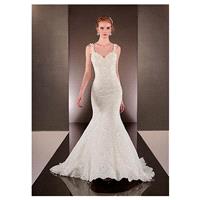 Charming Lace Spaghetti Straps Neckline Natural Waistline Mermaid Wedding Dress With Beadings - over