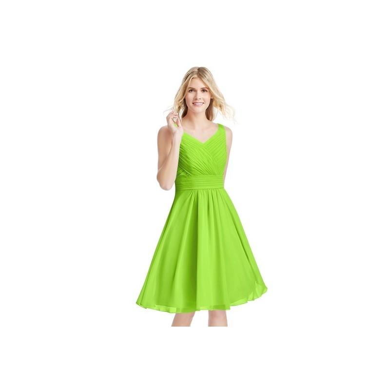 My Stuff, Lime_green Azazie Grace - Knee Length Chiffon V Neck V Back Dress - Cheap Gorgeous Bridesm