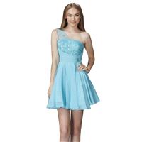 Blue Beaded Asymmetrical Dress by Elizabeth K - Color Your Classy Wardrobe