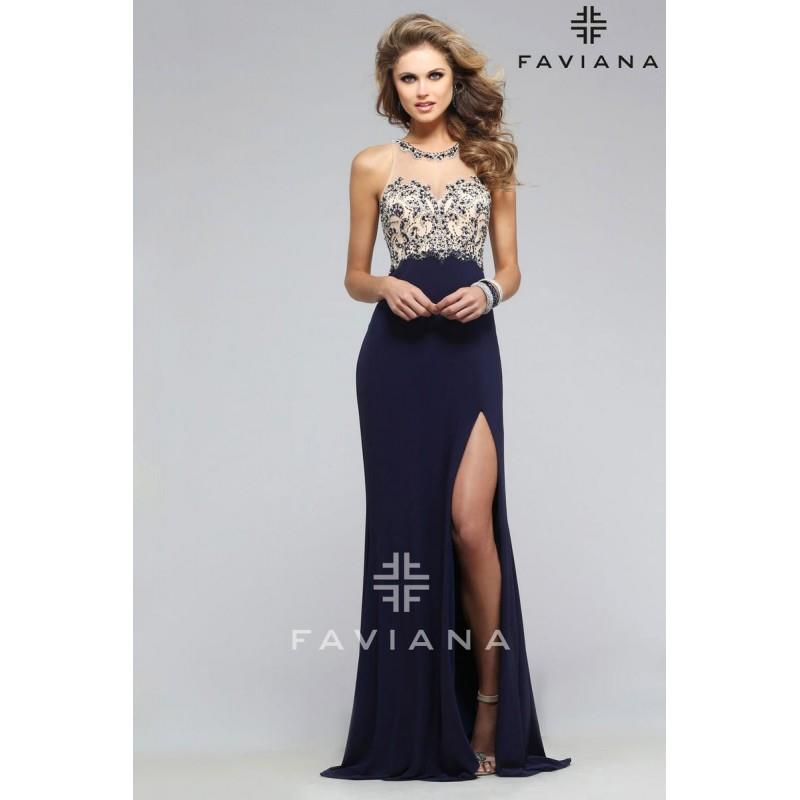 My Stuff, Faviana Glamour S7810 Sheer Jersey Prom Gown - Brand Prom Dresses|Beaded Evening Dresses|C