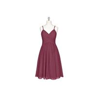 Mulberry Azazie Sonia - Chiffon Back Zip Knee Length V Neck Dress - Cheap Gorgeous Bridesmaids Store