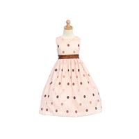 Pink Flower Girl Dress - Polka-Dot Embroidered Organza Style: D1650 - Charming Wedding Party Dresses
