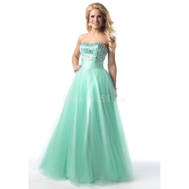 My Stuff, Classic Princess Floor Length Scoop Natural Waist Sleeveless Tulle Prom Dresses - Compelli