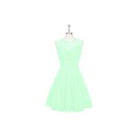 Mint_green Azazie Scarlett - Scoop Knee Length Chiffon Illusion Dress - Cheap Gorgeous Bridesmaids S