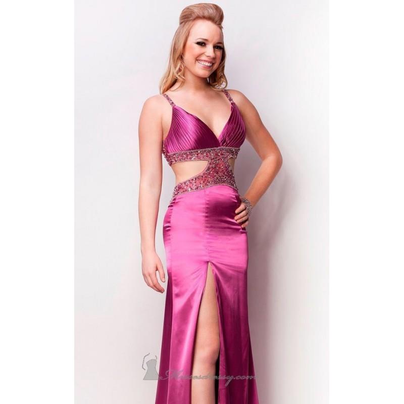 My Stuff, Magenta V-Neckline Charmeuse Gown by Nina Canacci - Color Your Classy Wardrobe