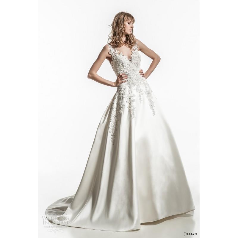 My Stuff, Jillian 2018 Sweet Chapel Train Sweetheart Satin Sleeveless Wedding Dress Sweet Chapel Tra