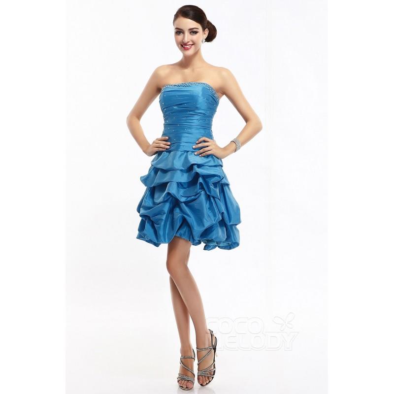 My Stuff, Fashion A-Line Strapless Short-Mini Taffeta Blue Glow Sleeveless Lace Up-Corset Homecoming