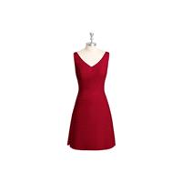 Burgundy Azazie Annabella - Knee Length Chiffon V Neck V Back Dress - Cheap Gorgeous Bridesmaids Sto