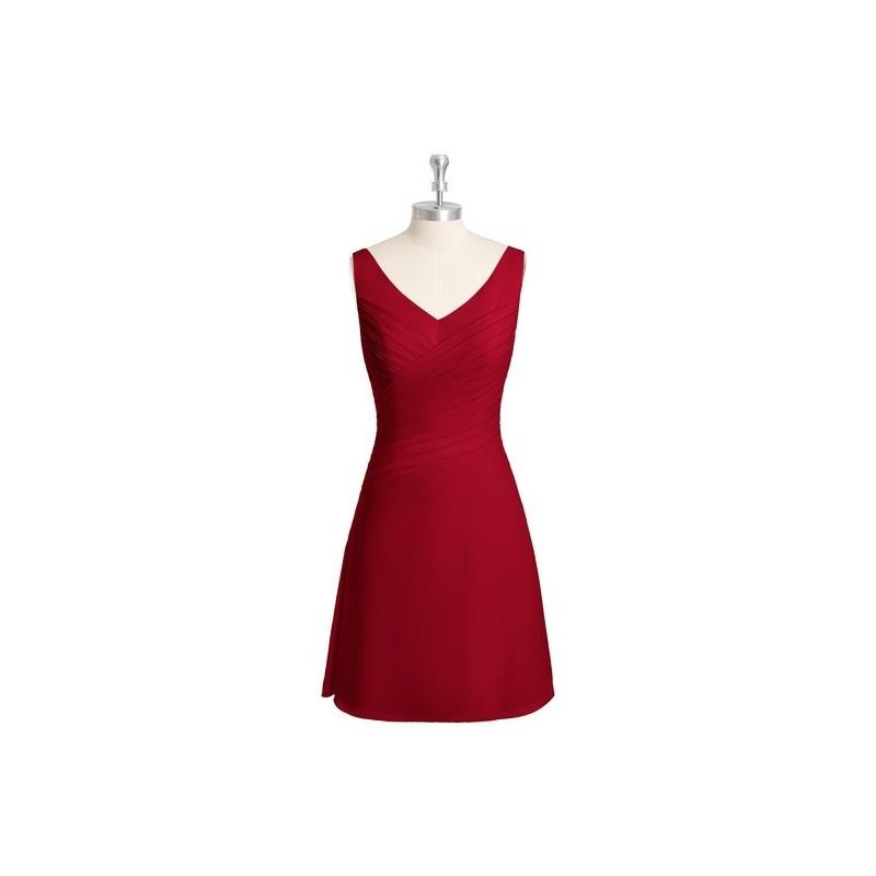 My Stuff, Burgundy Azazie Annabella - Knee Length Chiffon V Neck V Back Dress - Cheap Gorgeous Bride