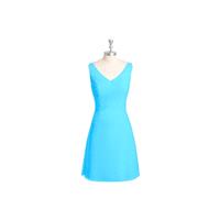 Pool Azazie Annabella - Knee Length Chiffon V Neck V Back Dress - Cheap Gorgeous Bridesmaids Store