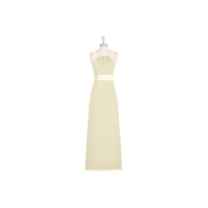 My Stuff, Champagne Azazie Rory - Floor Length Halter Strap Detail Chiffon And Charmeuse Dress - Che