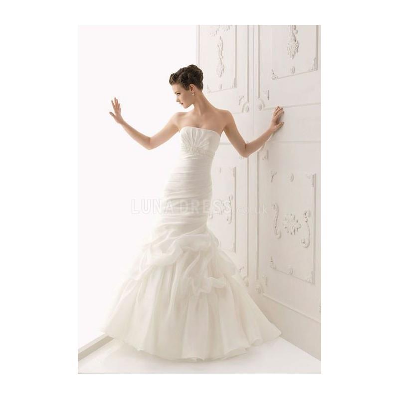 My Stuff, Faddish Organza Strapless Zipper up Mermaid Court Train Wedding Dresses - Compelling Weddi