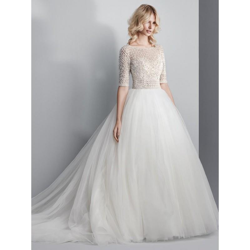 My Stuff, Sottero and Midgley Fall/Winter 2017 Allen Open Back Ivory Tulle 1/2 Sleeves Beading Ball