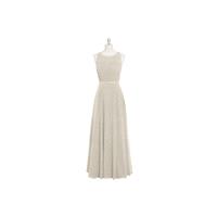 Taupe Azazie Avery - Illusion Scoop Chiffon And Satin Floor Length Dress - Cheap Gorgeous Bridesmaid