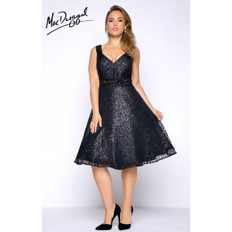 My Stuff, Black Fabulouss 77115F - A Line Plus Size Tea Length Sequin Dress - Customize Your Prom Dr