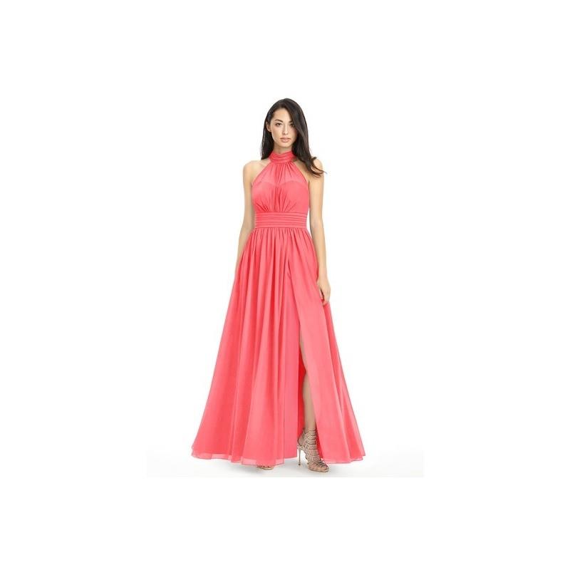 My Stuff, Watermelon Azazie Iman - Chiffon Illusion Floor Length Halter Dress - Cheap Gorgeous Bride