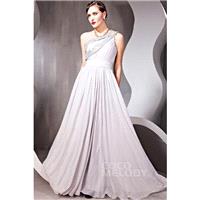Gorgeous Sheath-Column One Shoulder Floor Length Chiffon Side Zipper Evening Dress with Crystals and