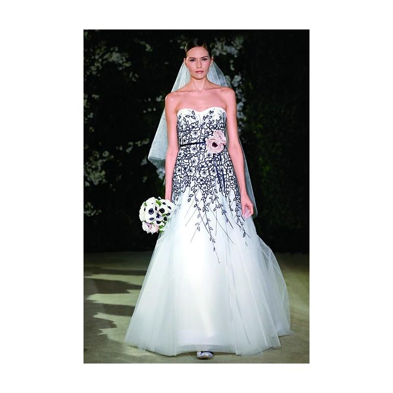 My Stuff, Carolina Herrera - Black and White Floral Motif Lace and Tulle Trumpet Wedding Dress - Stu