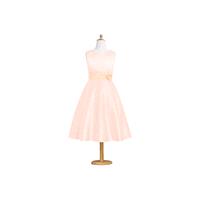 Pearl_pink Azazie Merida JBD - Organza And Satin Bow/Tie Back Tea Length Boatneck Dress - Charming B