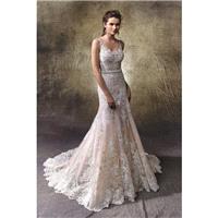 Lotus by Enzoani - Lace  Tulle Floor Illusion  Straps  V-Neck Body-skimming Wedding Dresses - Brides