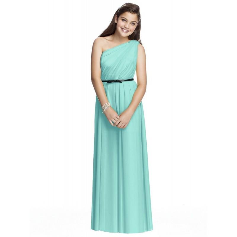 My Stuff, Alfred Sung JR525 - Natural Waist Long Junior Bridesmaid One Shoulder Alfred Sung Chiffon