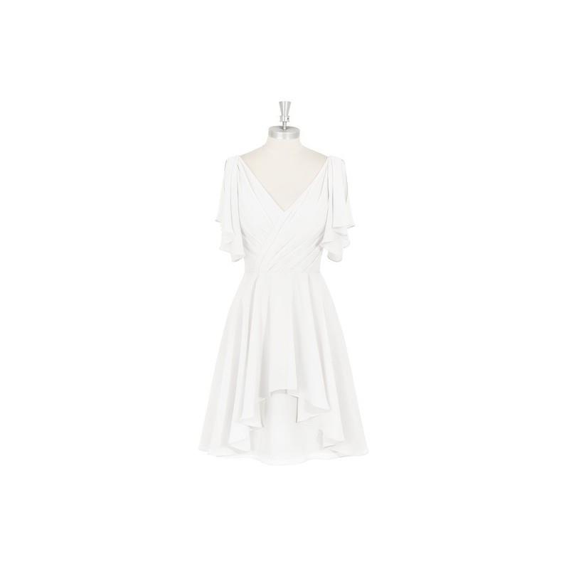 My Stuff, Ivory Azazie Ayana - Knee Length V Back Chiffon V Neck Dress - Cheap Gorgeous Bridesmaids