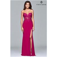 Berry Faviana S7907 - Long High Slit Sheer Dress - Customize Your Prom Dress