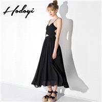 Summer 2017 new sexy backless wrapped back to wear tether belt strap chiffon dress - Bonny YZOZO Bou