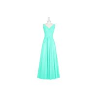 Spa Azazie Ally - Floor Length Back Zip V Neck Chiffon Dress - Charming Bridesmaids Store
