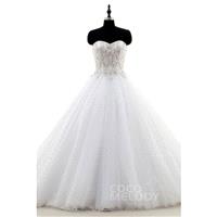 Fantastic A-Line Sweetheart Natural Chapel Train Tulle Ivory Sleeveless Zipper With Button Wedding D