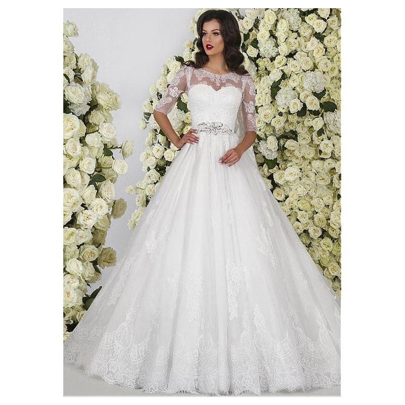 My Stuff, Marvelous Tulle Scoop Neckline Ball Gown Wedding Dresses With Lace Appliques - overpinks.c