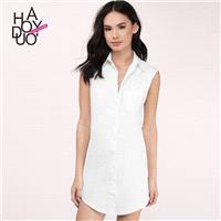 Vogue Sleeveless One Color Summer Dress Blouse - Bonny YZOZO Boutique Store