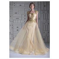 Elegant Tulle Queen Anne Neckline A-line Evening Dresses With Lace Appliques - overpinks.com