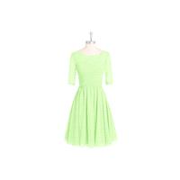 Sage Azazie Hattie - Knee Length Boatneck Chiffon And Lace Back Zip Dress - Cheap Gorgeous Bridesmai