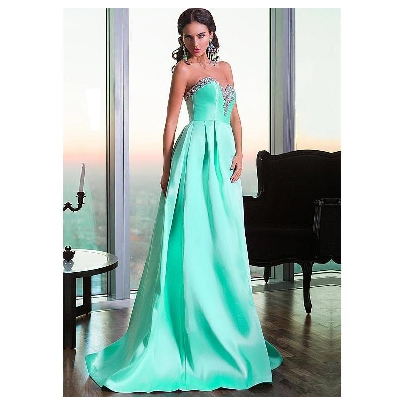 My Stuff, Brilliant Satin Sweetheart Neckline A-Line Evening Dresses with Beadings &Rhinestones - ov