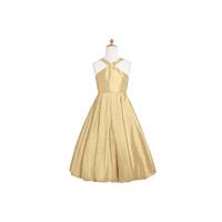 Gold Azazie Calhoun JBD - Knee Length Back Zip Taffeta V Neck Dress - Cheap Gorgeous Bridesmaids Sto