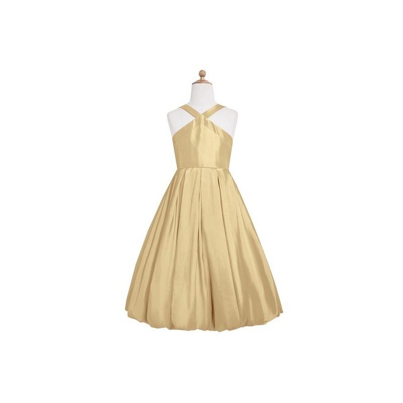 My Stuff, Gold Azazie Calhoun JBD - Knee Length Back Zip Taffeta V Neck Dress - Cheap Gorgeous Bride