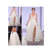 Marvelous Silk-like Chiffon & Satin V-neck Neckline A-line Floor-length Prom Dresses - overpinks.com
